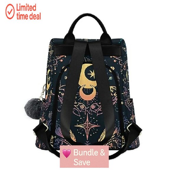 Anti-Theft Laptop Backpack with Plush Ball, 13-14 Inch, Polyester - Picture 3 of 7